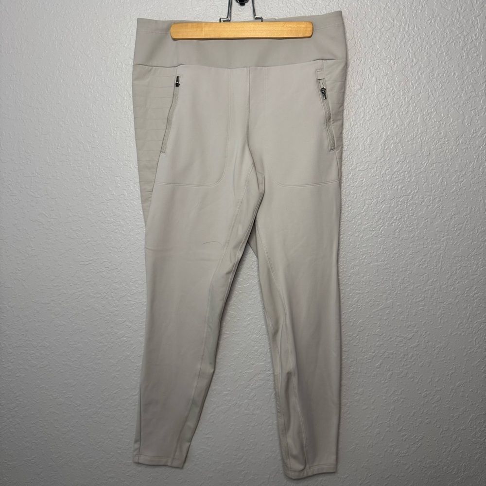 Athleta Peak Hybrid Fleece Tight Grey Pockets High Rise Outdoor Winter Size L